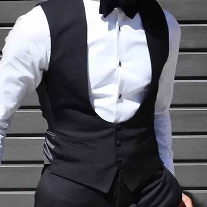 Gilet noir pour hommes, pour marié de mariage, une pièce, costume ajusté, couleur unie, manteau à la
