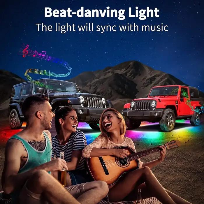 Bande lumineuse LED RGB Flexible pour voiture, 12V, lumière ambiante sous le corps, avec contrôle pa