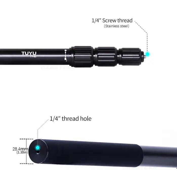 TUYU-Perche à selfie télescopique invisible en alliage d'aluminium réglable, monopode pour Insta360
