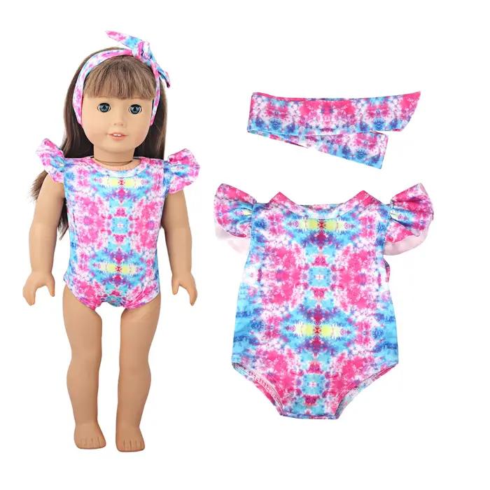 Maillot de bain pour poupée, pantoufles circulaires de natation, lunettes de soleil, sac à dos pour