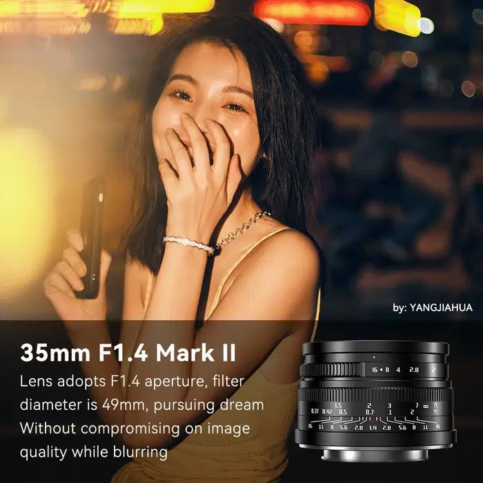 7artisans 35 mm F1.4 Mark II APS-C Objectif manuel à grande ouverture pour Sony E ZVE10 A6000 Fujifi