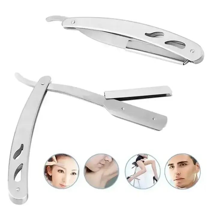 Rasoir barbier bord acier inoxydable rasoir hommes professionnel manuel rasoir droit pliant rasage r
