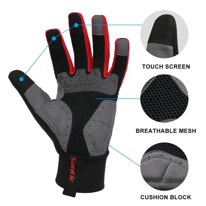 Santic-Gants de cyclisme coupe-vent pour hommes, gants thermiques pour hommes, gants de moto, gants