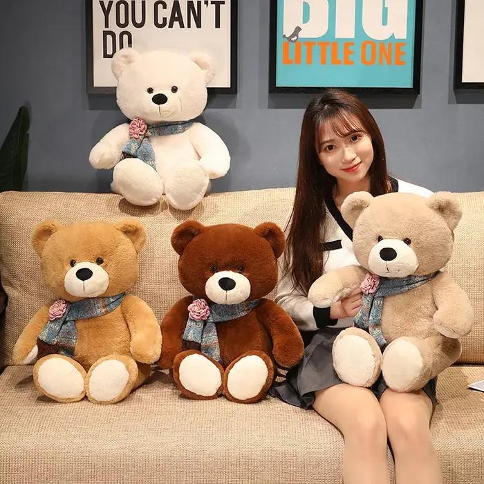Ours en peluche classique mignon 35/50/60CM, jouets en peluche, nœud papillon Kawaii, oreiller en pe