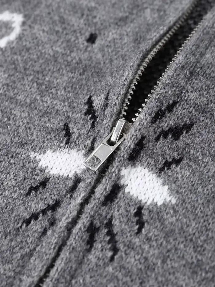 Cardigan Jacquard Printemps à Col Montant pour Femme, Manteau Chic à Manches Longues avec Fermeture