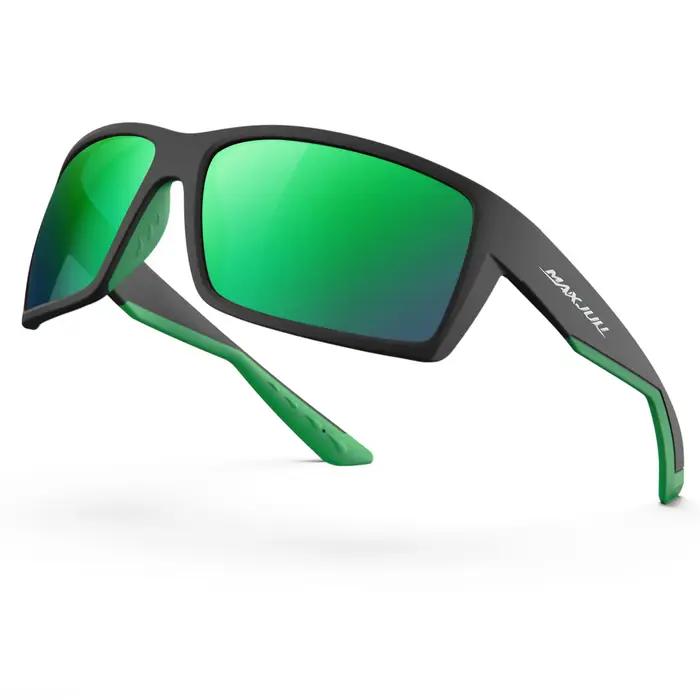 MAXJULI Lunettes de soleil polarisantes rectangulaires d'extérieur pour hommes et femmes, lunettes d