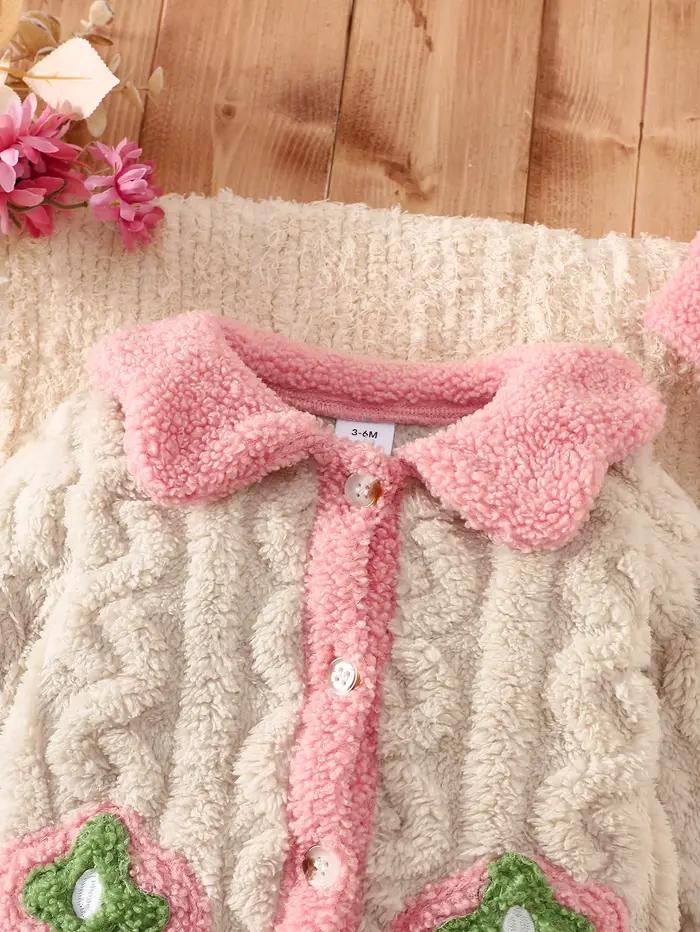 Ensemble barboteuse bébé en polaire épaisse double face avec col en peluche, barboteuse tricotée à m
