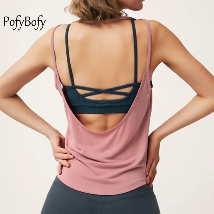 Body-Chemise légère sans coutures dos nu femme - Débardeur fitness yoga course à pied sexy