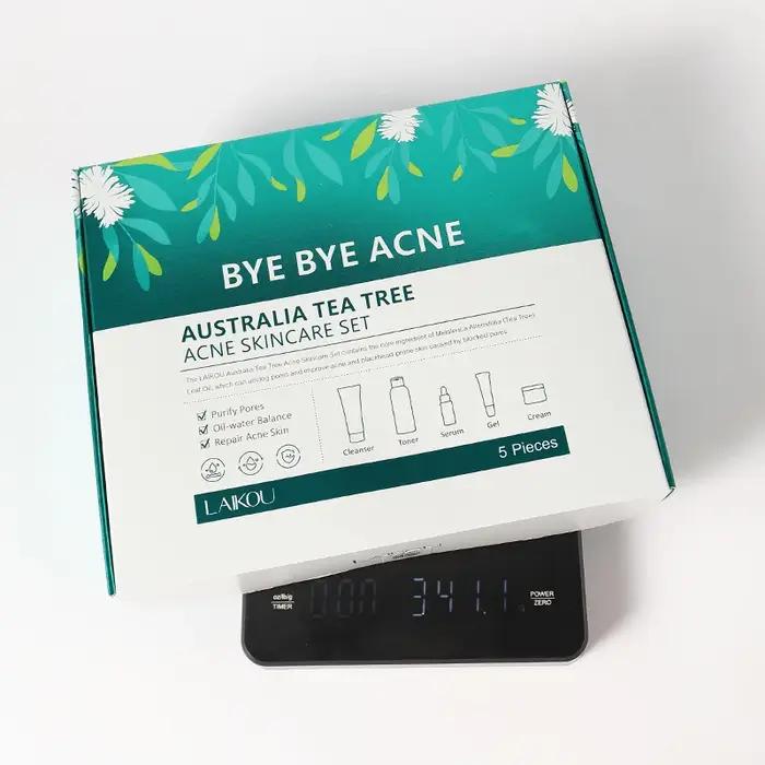 LAIKOU-Ensemble de soins de la peau contre l'acné au sapin à thé australien, nettoyant, toner, sérum