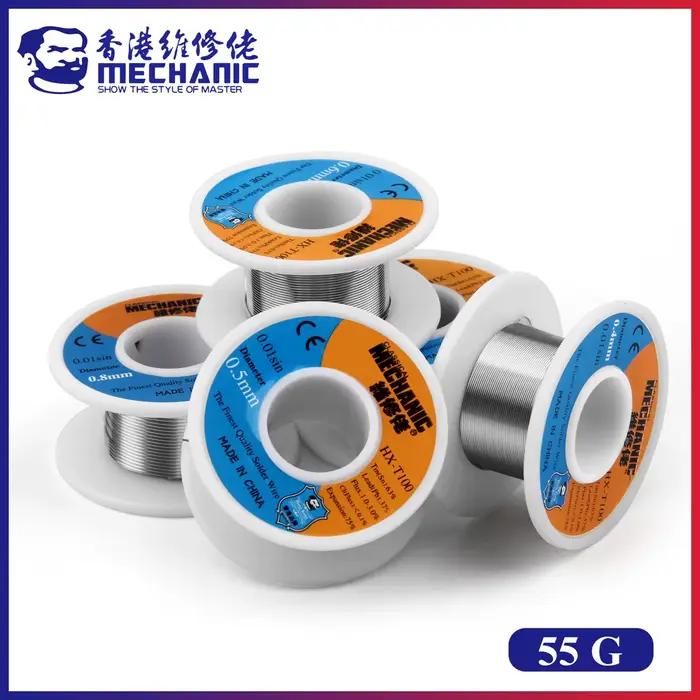 MÉCANIQUE HX-T100 55g Noyau de colophane douce 183 ℃ Point de fusion 0.2mm-1.2mm, fil à souder de