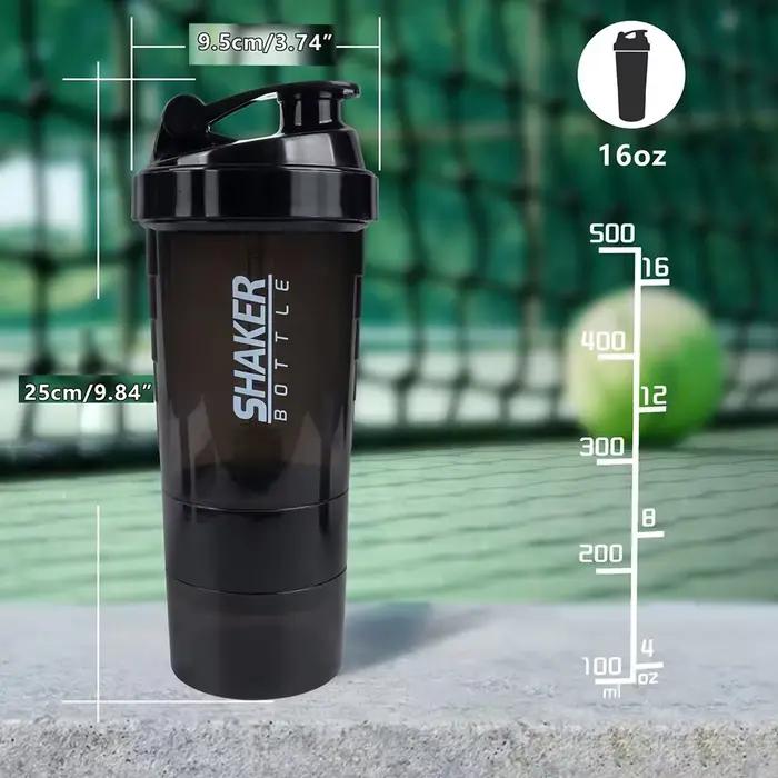 3 couches Shaker bouteille de protéines poudre Shake Cup bouteille d'eau tasse de mélange en plastiq