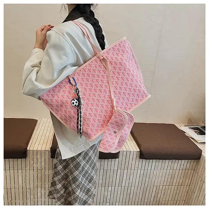 Sac fourre-tout imprimé grande capacité pour femme, sac à bandoulière vintage à lettres, nouveau sac