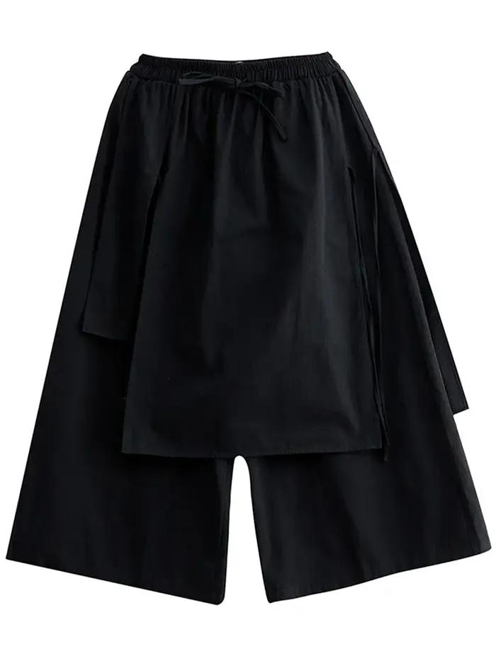 UMI MAO – pantalon irrégulier pour Femme, vêtement élégant sous la cheville, lisse, noir, Style Band