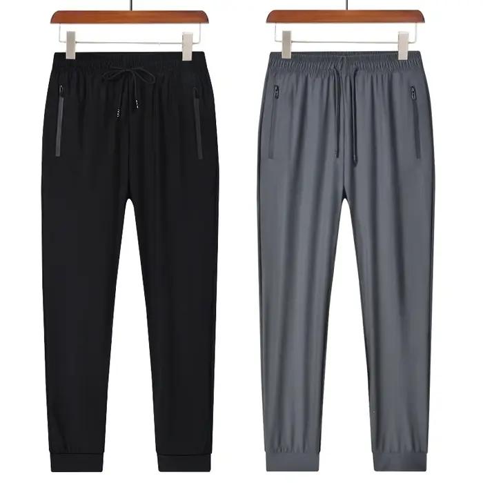 Pantalon de sport respirant en soie glacée pour hommes, séchage rapide, absorbant la sueur, conforta