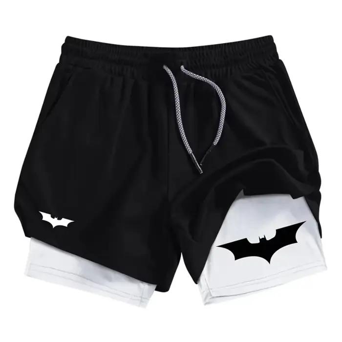Short de performance 2 en 1 imprimé chauve-souris pour hommes - Respirant et à séchage rapide pour l'entraînement
