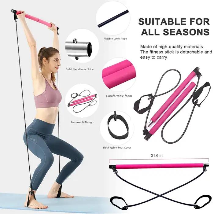 Combinaison de barre de Pilates multifonctionnelle, barre de Fitness, Yoga, Expansion de la poitrine