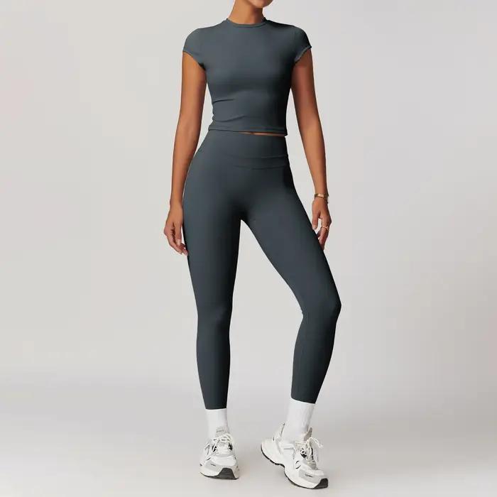 Ensemble yoga femme Mikeyoga 2 pièces - Legging et soutien-gorge sport confortable pour fitness