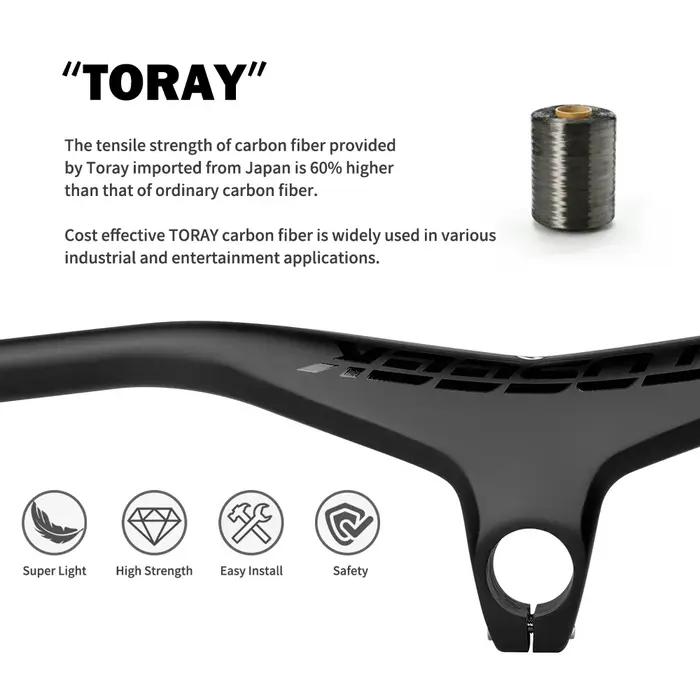 TOSEEK – guidon et tige de vtt intégrés en carbone, 660mm, -17 degrés, pour vtt, 800 ~ 100*70/80/90/