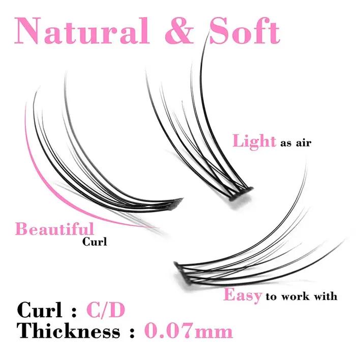 Kimcci 120 pièces Extensions de cils individuels en vison de qualité supérieure, effet queue de pie,