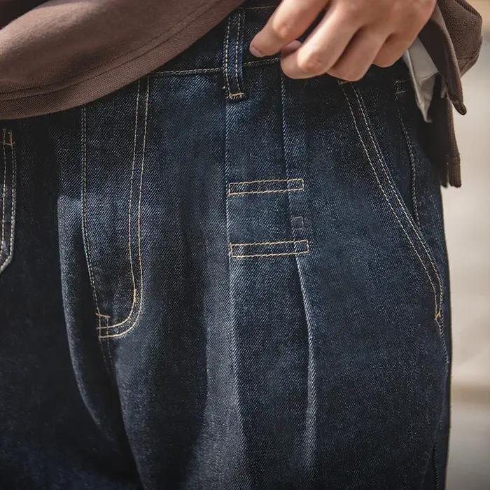 Maden rétro Denim lavage Baggy hommes Jean jambe large pantalon conique mode décontracté Streetwear