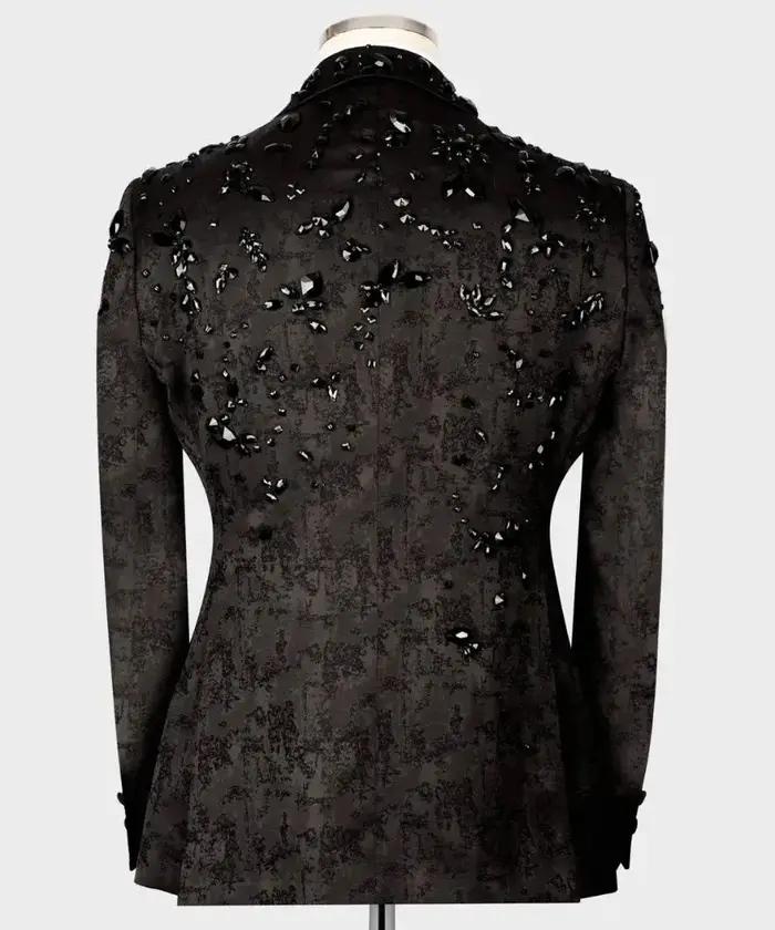 Costume moderne pour hommes, perles de cristal, 2 pièces, Blazer, pantalon, Double boutonnage, vêtem