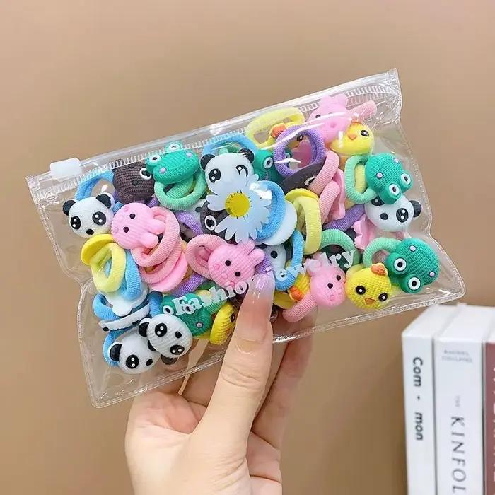 Bandes de cheveux élastiques en caoutchouc avec dessins animés mignons pour filles attaches de cheveux douces pour les enfants occasions spéciales et tous les jours