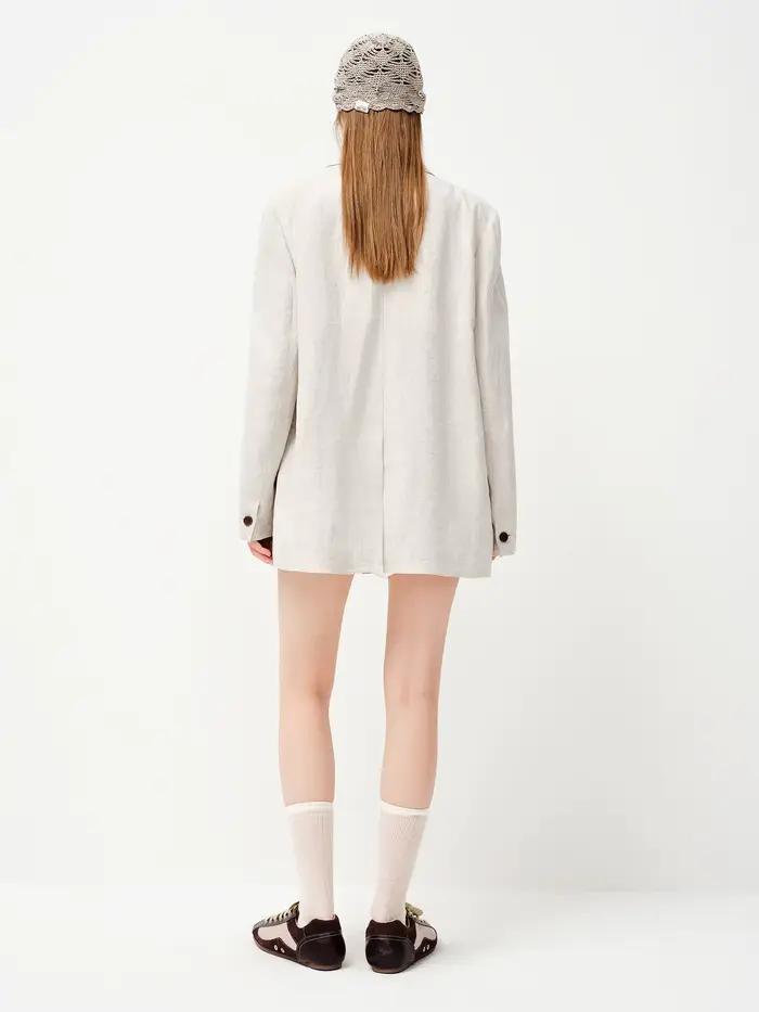Blazer en lin 100 % pour femme FSLE Printemps 2026 - Coupe décontractée, surchemise non structurée p