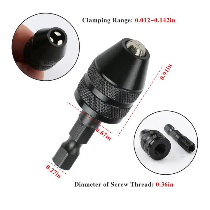 Adaptateur de pilote d'impact de tournevis de mandrin de perceuse sans clé 1/4 ''adaptateur de conve