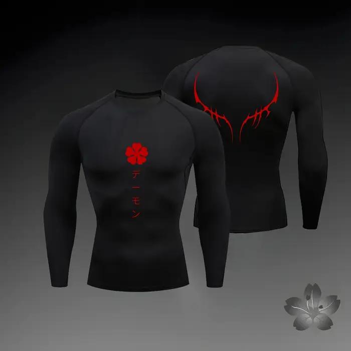 Hommes Compression chemise Anime Sport séchage rapide t-shirts de gymnastique Fitness athlétique sou