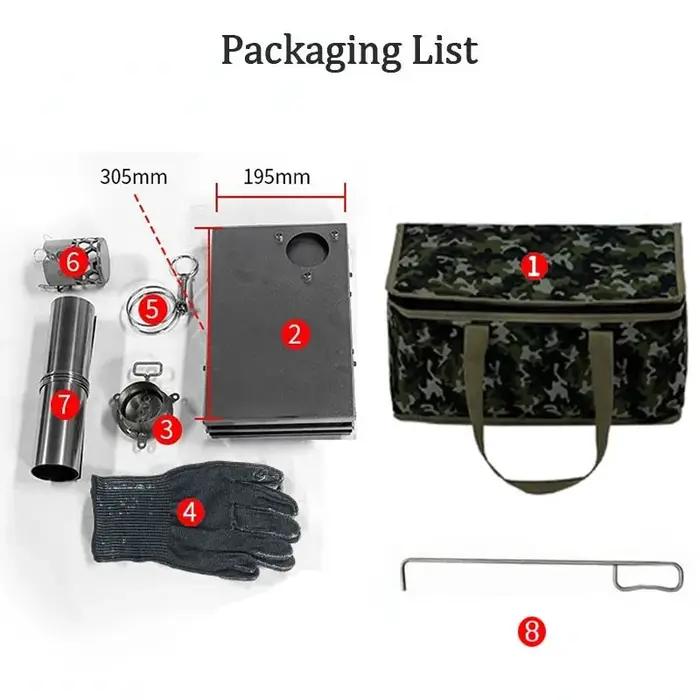 Tryhomy 1mm titane poêle à bois pliant ultraléger Camping poêle brasero Portable tente feu bois chau