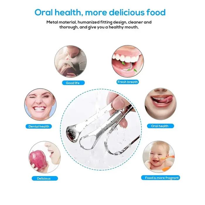 Grattoir à langue en métal Premium, 1 pièce/3 pièces, nettoyeur pour adultes et enfants, grattoirs à