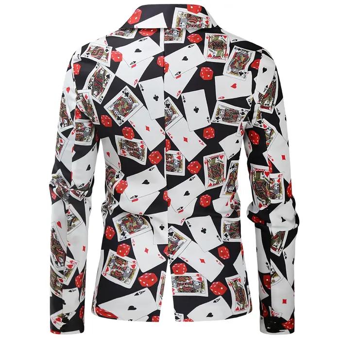 Hommes Blazer Veste manteaux cartes à jouer Poker impression 3D Robe De soirée Costume Homme De Luxe