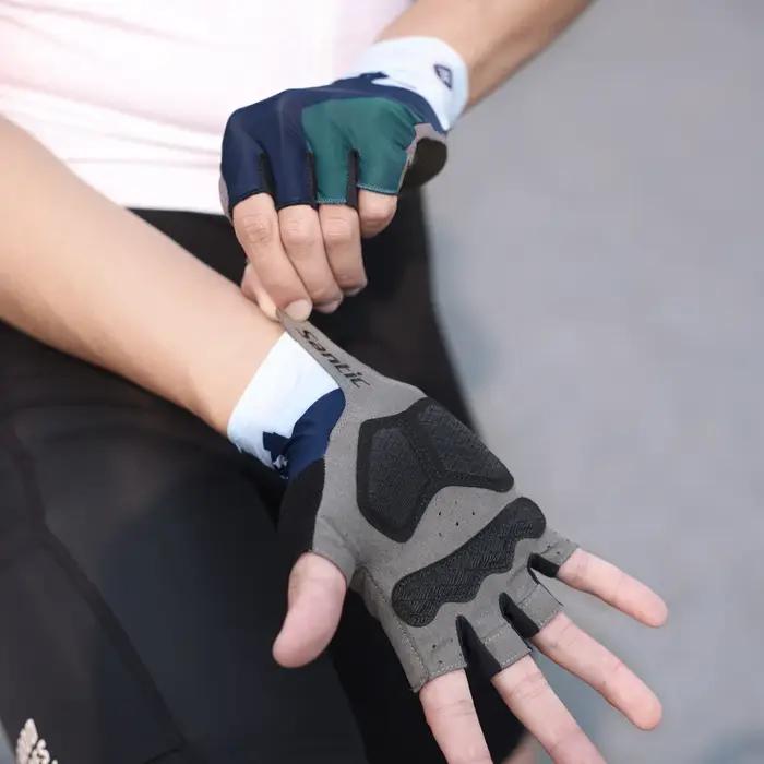 Santic gants de cyclisme été vtt vélo route équitation demi doigt gants Absorption des chocs doigt c