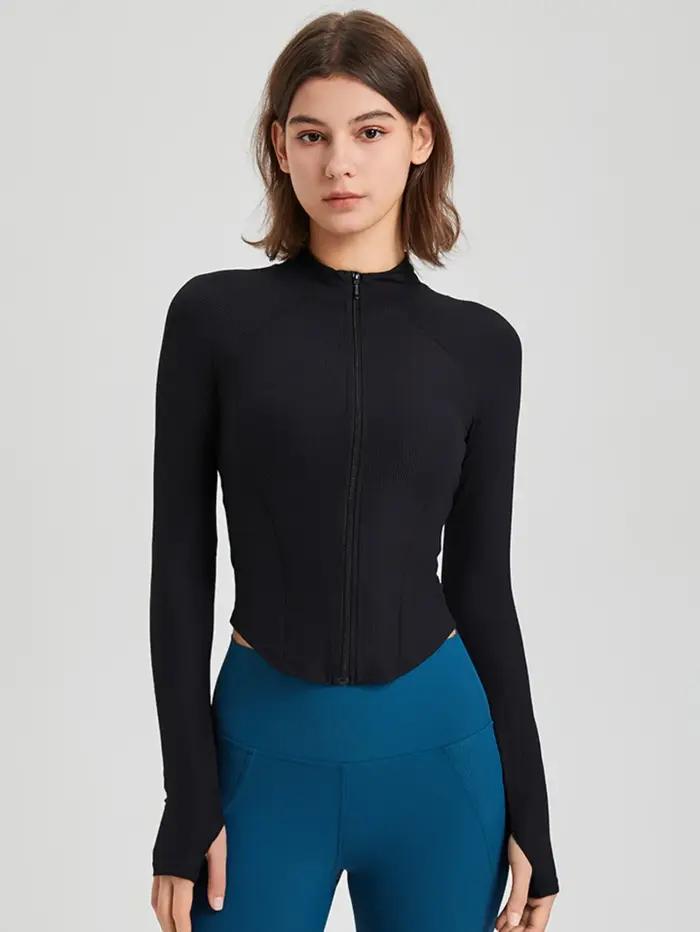 Vêtements de yoga, hauts de sport pour femmes automne-hiver, coupe ajustée avec fermeture éclair, ve