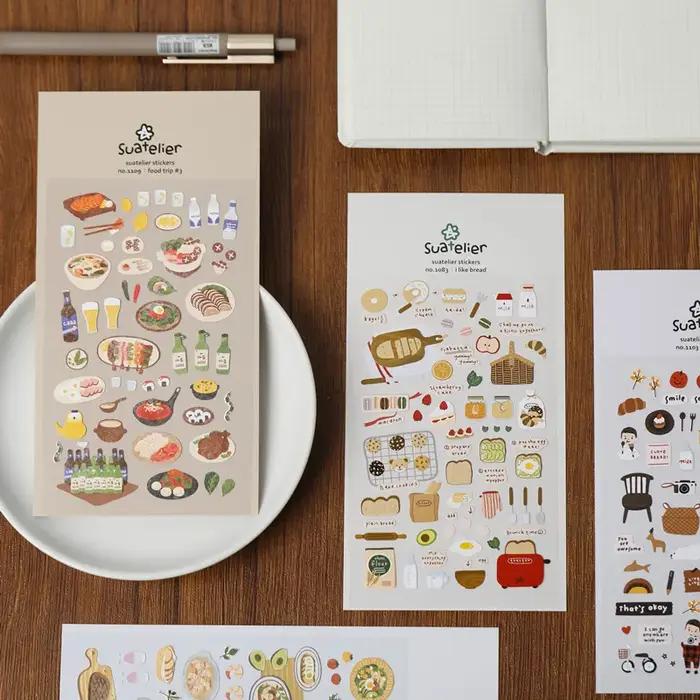 Autocollants esthétiques Suatelier Foods pour scrapbooking, journaux créatifs, décorations coréennes
