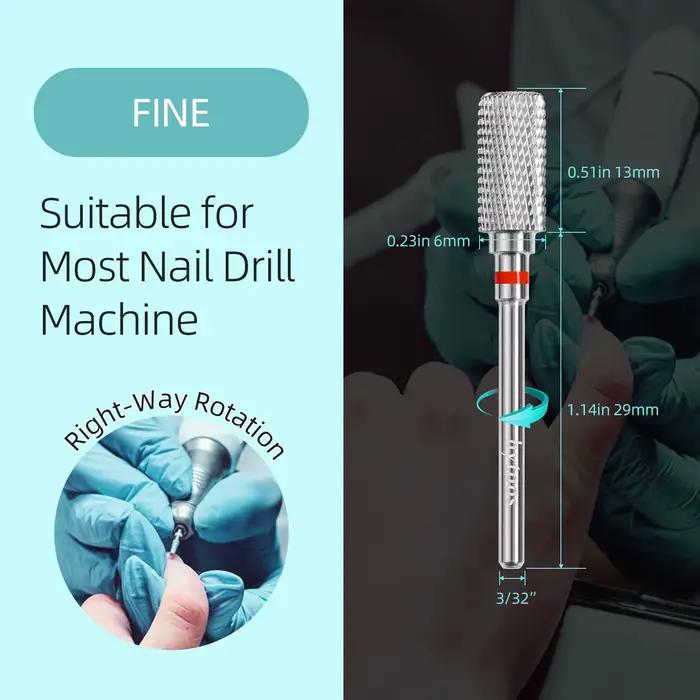 HYTOOS 13mm baril carbure forets à ongles anti-poussière foret à ongles 3/32 main droite manucure él