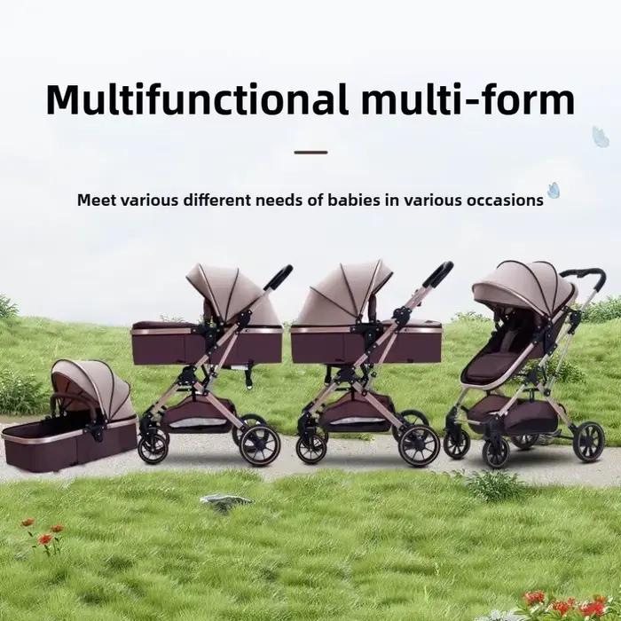 Poussette bébé 3 en 1 à grande vue avec siège auto pliable, dossier réglable, poussette bébé Portabl