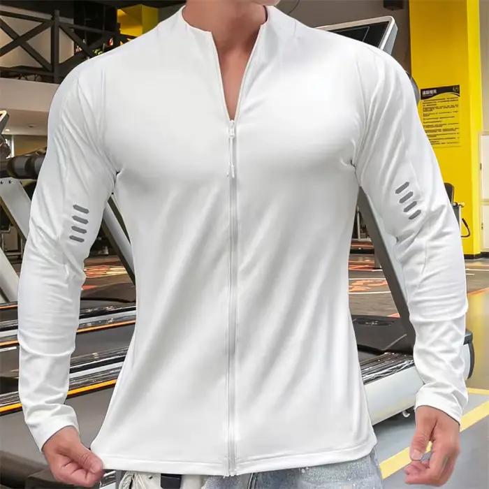 Veste Fitness Manches Longues Homme Sweat-Shirt Entrainement Gym Cardigan Zip Jogging Printemps Automne Occasions Spéciales