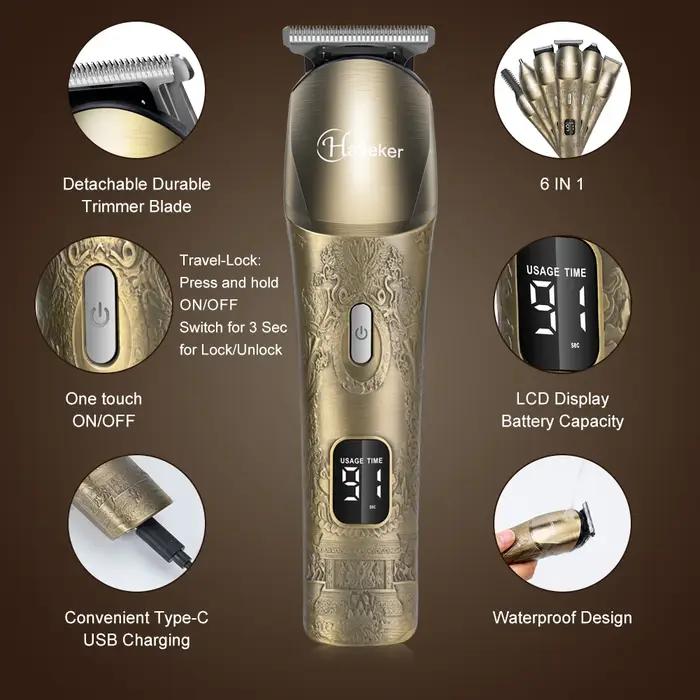 Hatteker-Tondeuse à cheveux électrique aste sans fil pour hommes, tondeuse multifonction, coupe de c