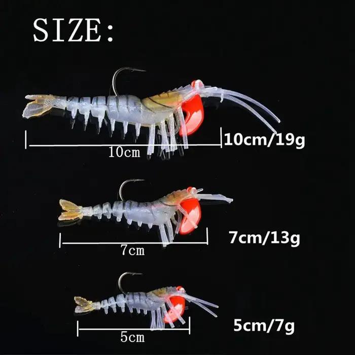 JYJ leurres de crevettes souples pêche en mer avec crevettes lumineuses appât souple perche 7g 12g18