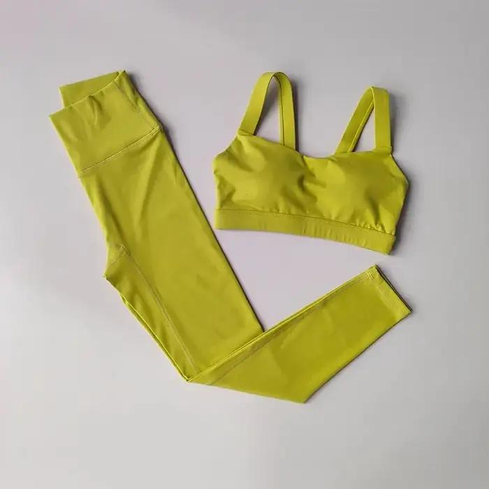 Soutien-gorge de yoga sans coutures femme - Ensemble sportif avec leggings taille haute fitness