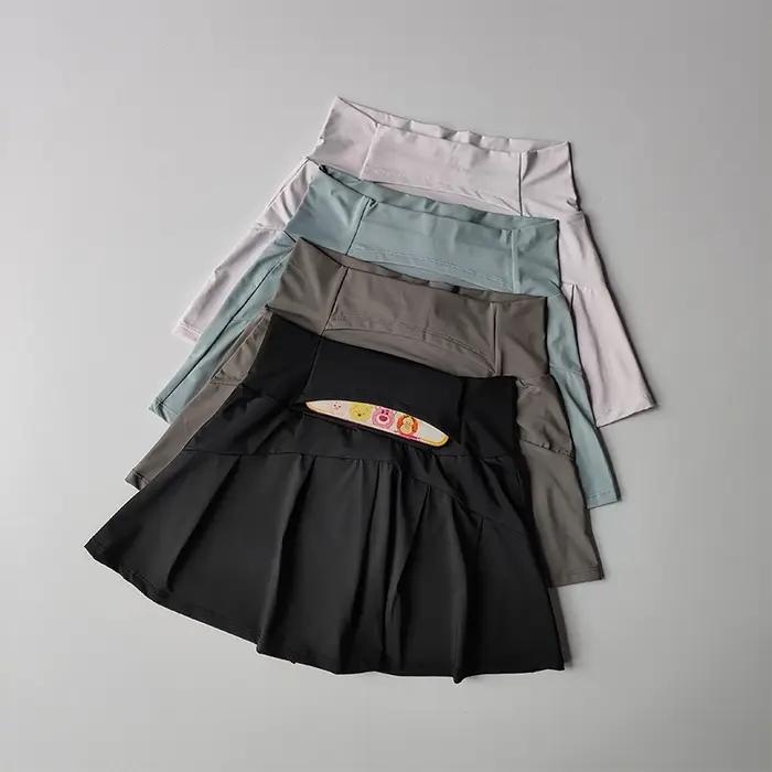 Jupe sport courte taille haute femme - Short doublé anti-éblouissement fitness yoga été