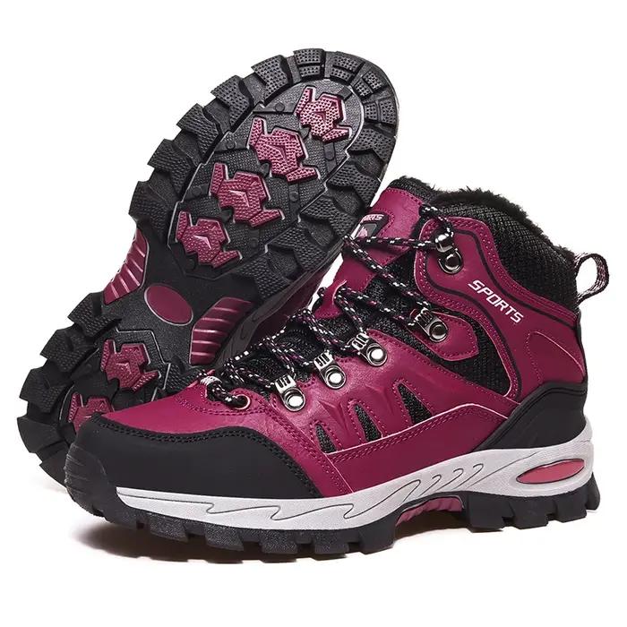 Bottes randonnée grande taille 42 noir fourrure - Chaussures trekking antidérapantes hiver hommes femmes