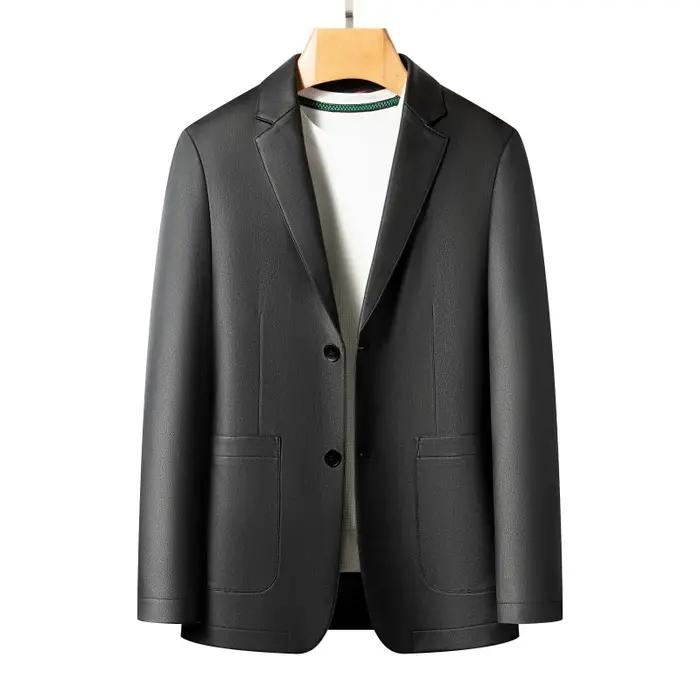 Vestes en cuir de printemps et d'automne, costumes en cuir décontractés, vestes en cuir pour hommes,