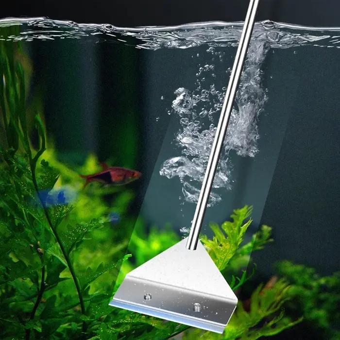 Outil de nettoyage d'aquarium, enlèvement d'algues de sable plat, verre à double usage, grattoir, fo