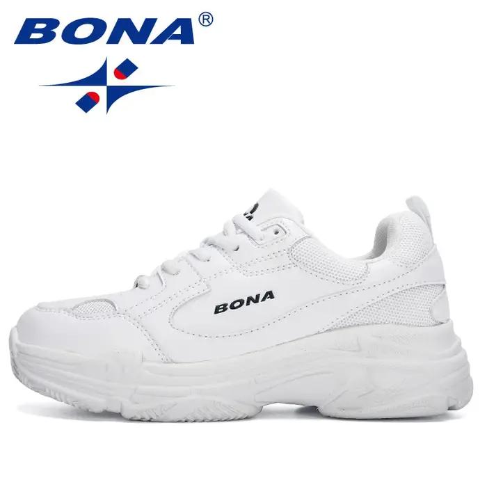 BONA nouveaux créateurs baskets blanches femmes chaussures plates vulcaniser chaussures femme décont