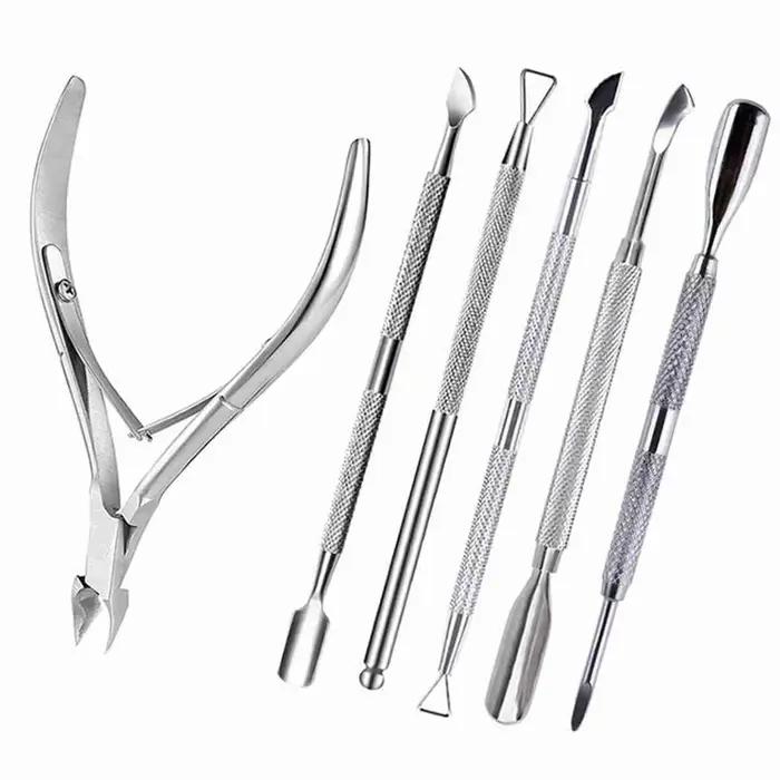 Coupe-ongles professionnel en acier inoxydable, ciseaux, pince multifonction, poussoir à cuticules,