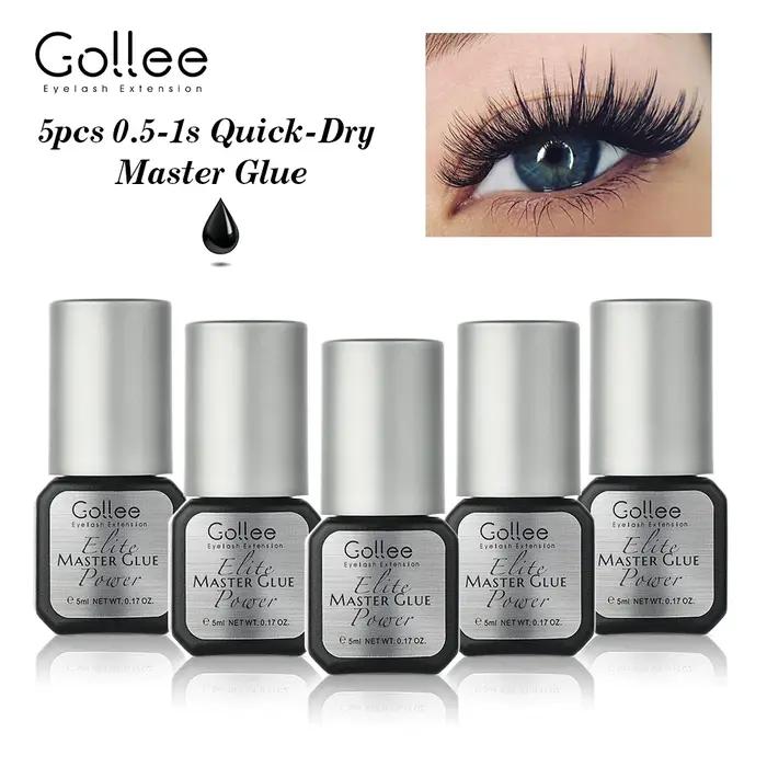 Colle pour extensions de cils Gollee 0,5s à séchage rapide 5ml, colle pour cils, tenue 6-8 semaines,
