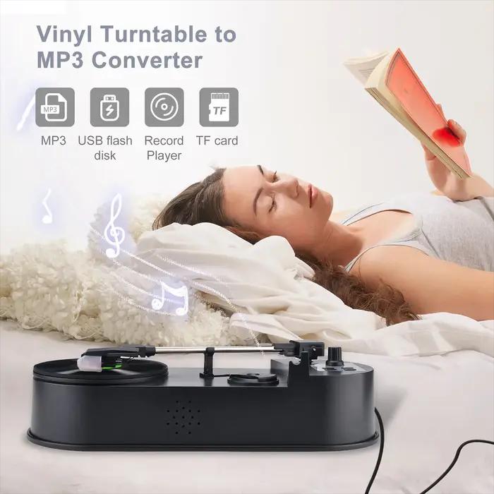 Phonographe Portable 33/45 tr/min, lecteur de platine, convertisseur pour enregistrements de musique