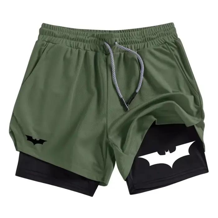 Short de performance 2 en 1 imprimé chauve-souris pour hommes - Respirant et à séchage rapide pour l'entraînement